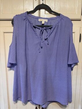 Michael Kors purple short sleeve shoulder cut-out size XL